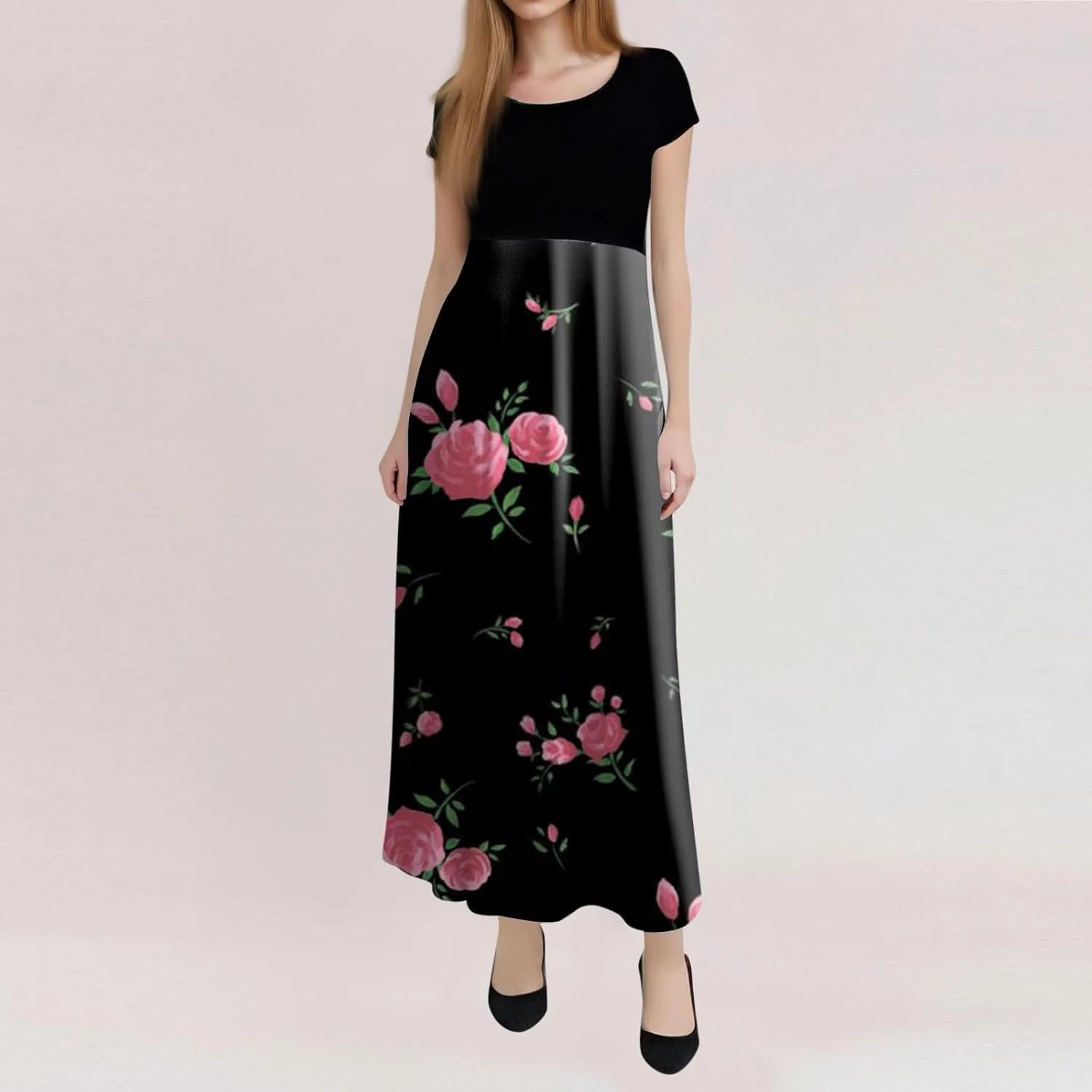 Women's Casual Dresses Floral Short Sleeve Tie Waist Ruffle Dresses Women Party Beach Vacation Dress
