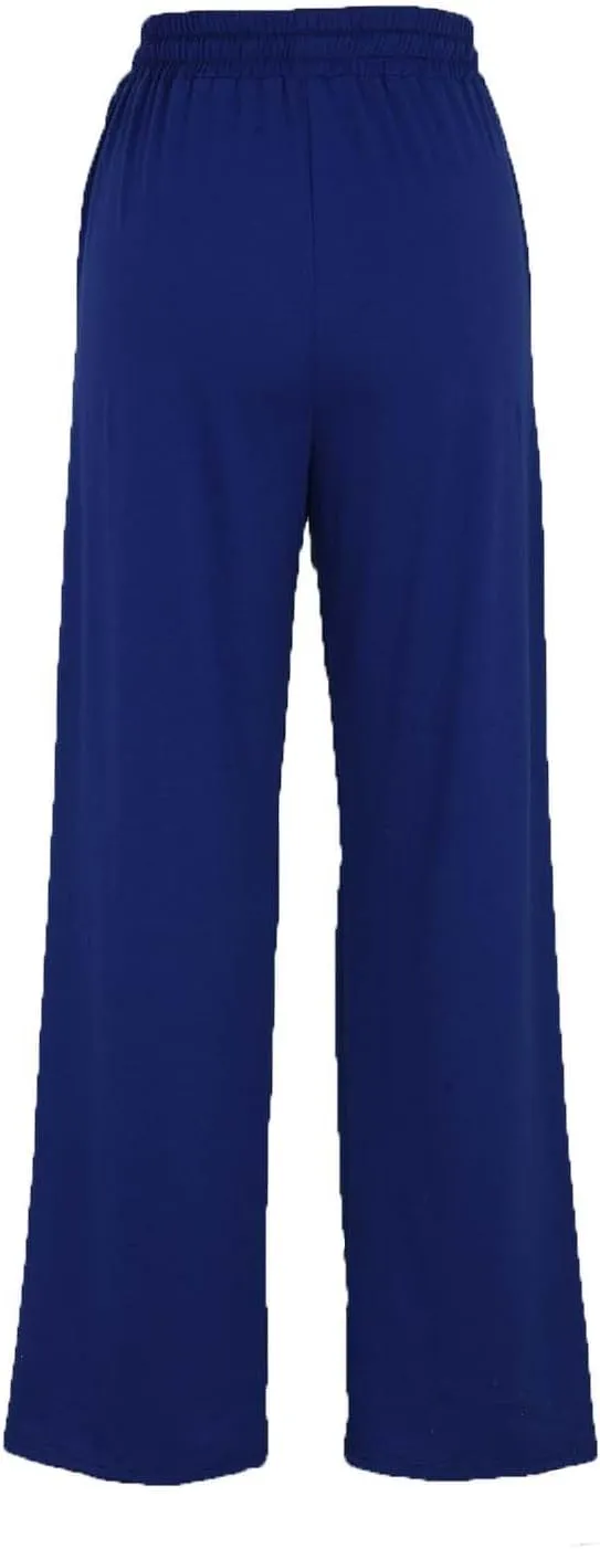 Womens Casual Trousers Stretch Lounge Sweatpants Wide Leg High Waist Pants Solid Color Yoga Pants Drawstring Tracksuit