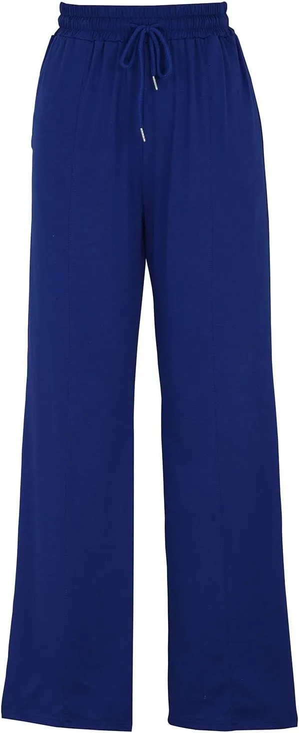 Womens Casual Trousers Stretch Lounge Sweatpants Wide Leg High Waist Pants Solid Color Yoga Pants Drawstring Tracksuit