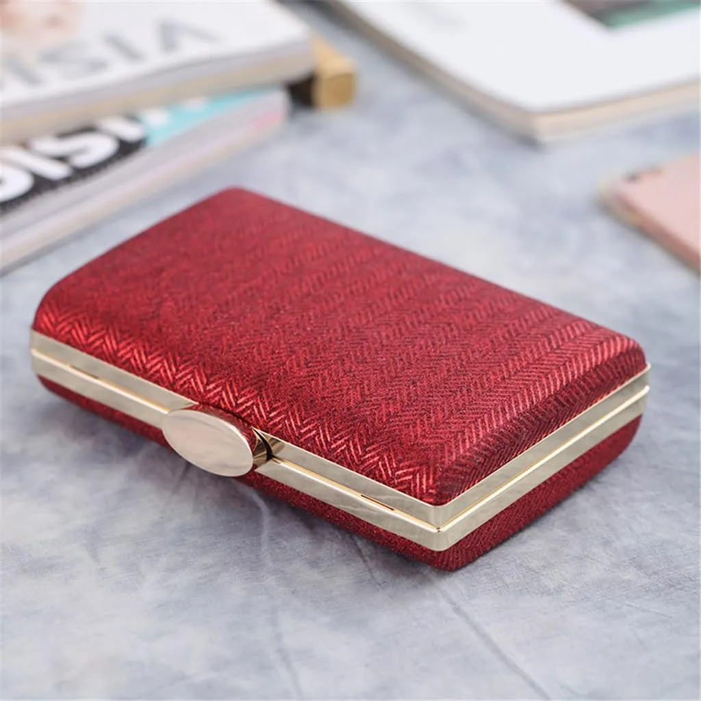 Women's Clutch Evening Bag Checked Synthetic Leather Hard Shell Bag Small Square