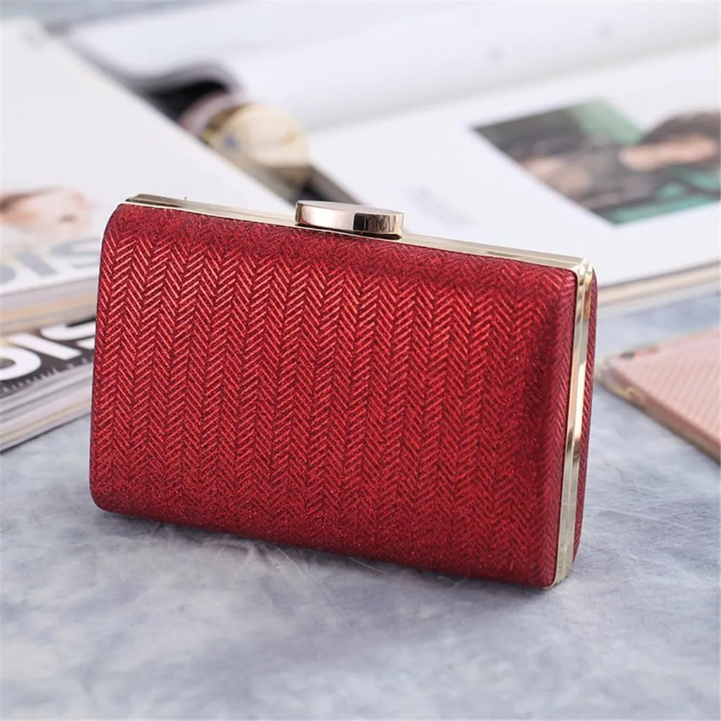 Women's Clutch Evening Bag Checked Synthetic Leather Hard Shell Bag Small Square