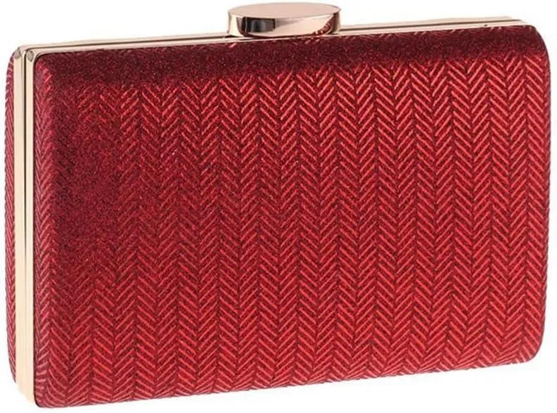 Women's Clutch Evening Bag Checked Synthetic Leather Hard Shell Bag Small Square