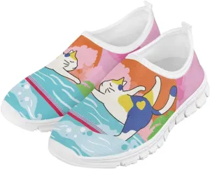 Women's Cute Pattern Sneakers Non Slip Travel Shoes Low Top Casual Shoes Lightweight Walking Shoes Exercise Flat Play Sneaker US Size 11-15