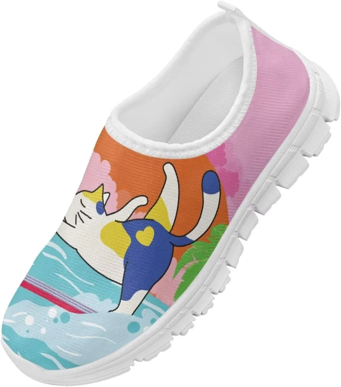 Women's Cute Pattern Sneakers Non Slip Travel Shoes Low Top Casual Shoes Lightweight Walking Shoes Exercise Flat Play Sneaker US Size 11-15