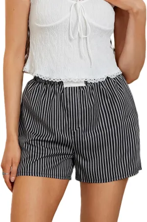 Womens Cute Striped Boxer Shorts Y2k Pajama Shorts Cute Gingham Low Rise Boxers Shorts Bottoms Lounge Sleep Shorts