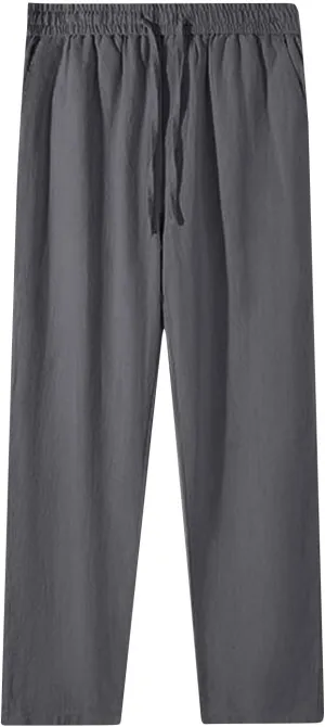 Womens Elastic High Waisted Work Pants Cotton Straight Leg Drawstring Trousers Summer Casual Athletic Yoga Pant