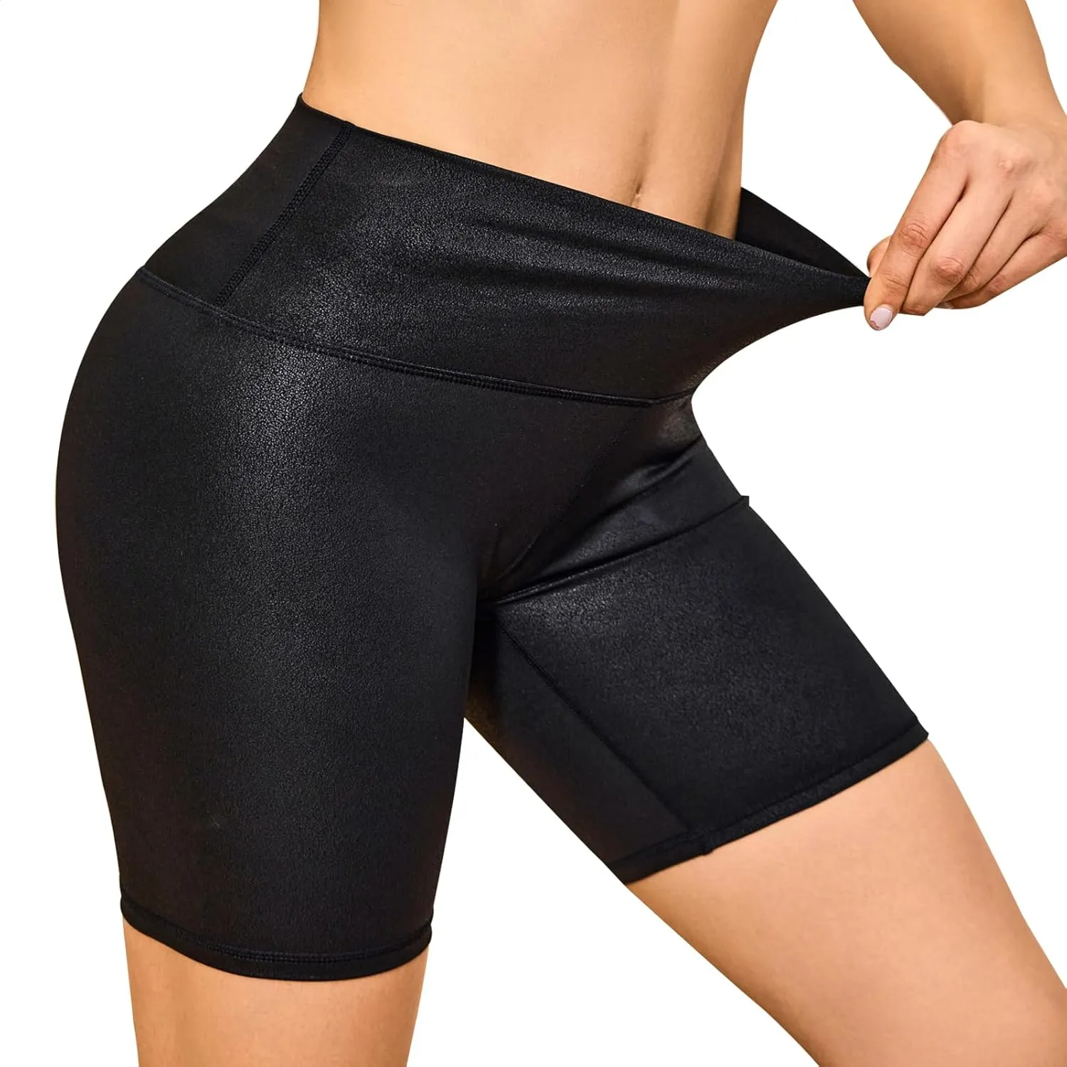 Womens Faux Leather Biker Shorts High Stretchy Gym Shorts
