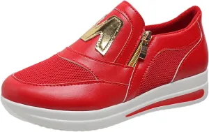 Womens Flat Slip On Shoes Casual Walking Sneakers Lightweight Canvas Comfortable Elastic Non Slip Loafers