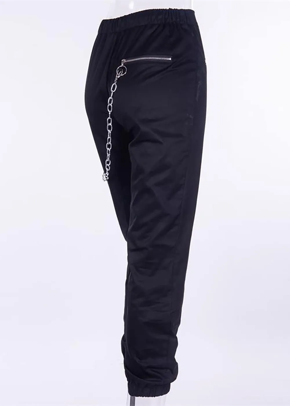 Womens High Waist Jogging Pants with Multi Zipper Lightweight Sweatpants Casual Relaxed Fit Trousers