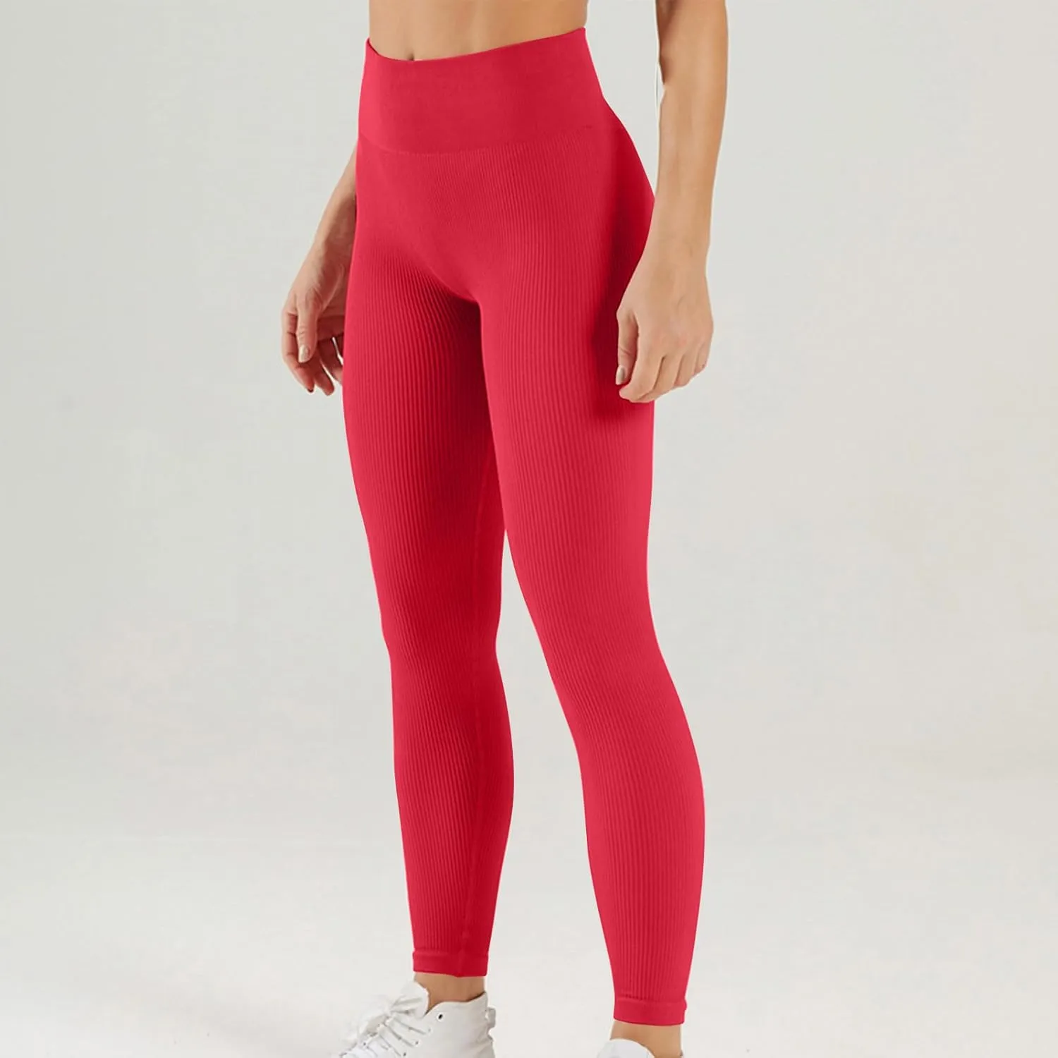 Women's Knitted Yoga Pants Workout Sports Trousers Seamless Stretch Tights High Waisted Gym Leggings