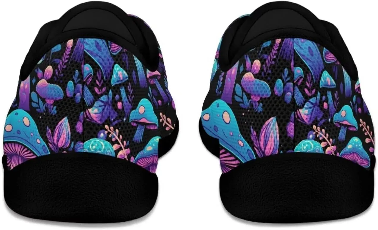 Womens Mushroom Print Barefoot Shoes Wide Toe Zero Drop Casual Sneakers Lace Up Non Slip Walking Footwear