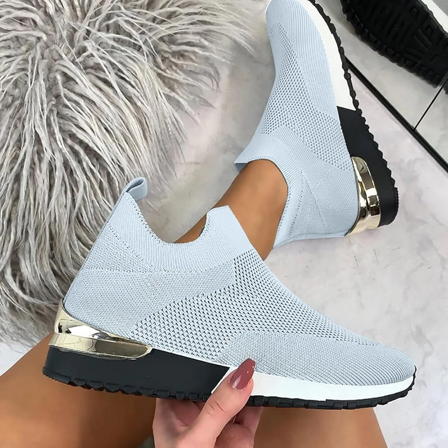 Women's Orthopedic Breathable Sneakers, Non-Slip Mesh Casual Fashion Tennis Running Sneakers 2023 New Walking Shoes with Arch Support, Premium Fashion Sneaker Comfortable Walking Shoes (Grey #3, 6.5)