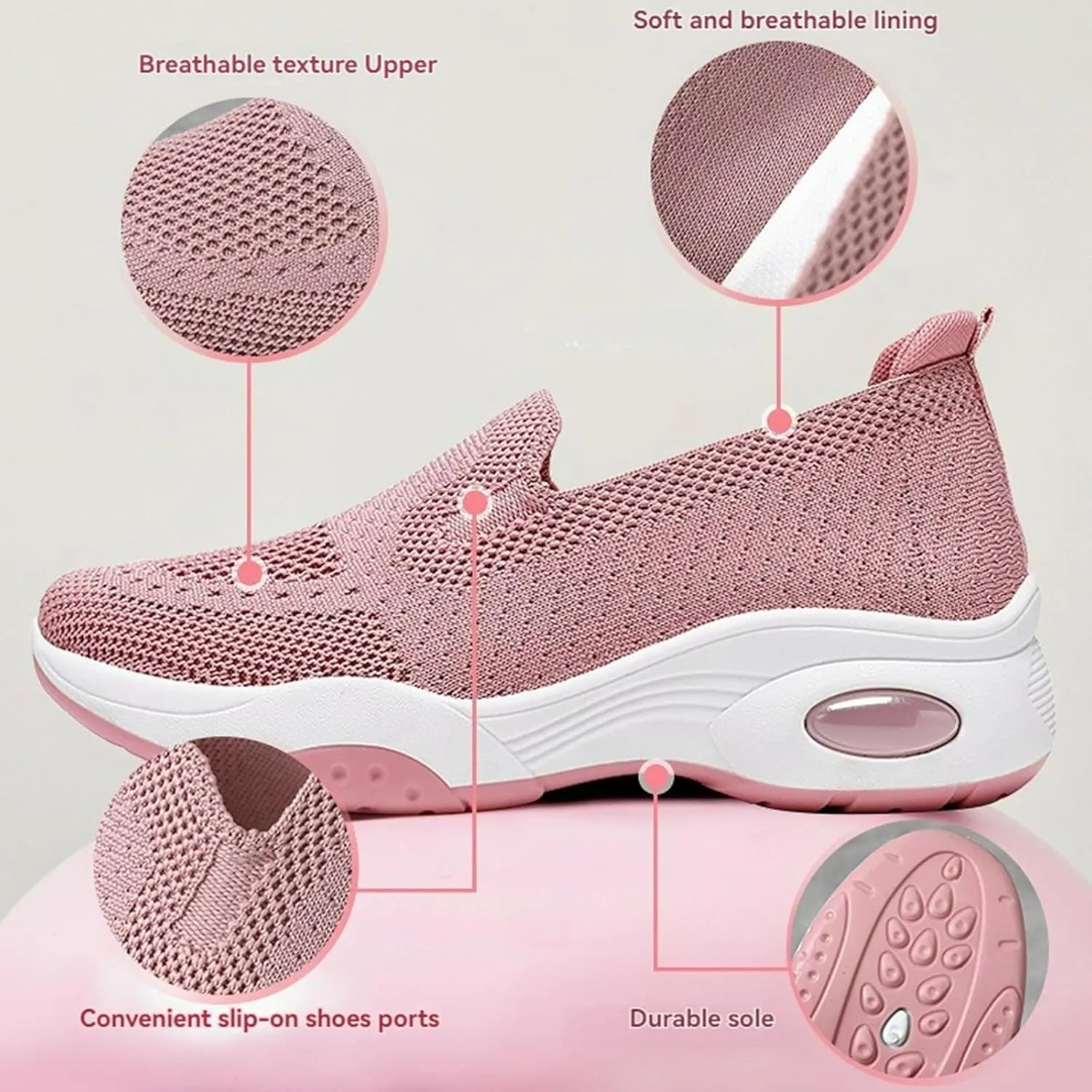 Women's Orthopedic Sneakers Lightweight Non Slip Athletic Walking Shoes Comfortable Air Cushion Sneakers for Women Men Breathable Knit Mesh Stretch Sport Shoes