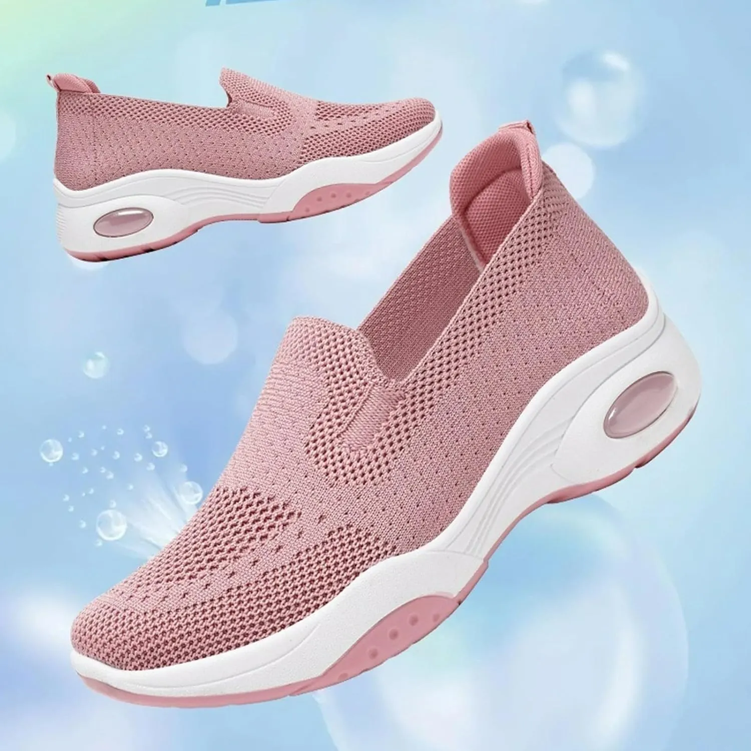 Women's Orthopedic Sneakers Lightweight Non Slip Athletic Walking Shoes Comfortable Air Cushion Sneakers for Women Men Breathable Knit Mesh Stretch Sport Shoes
