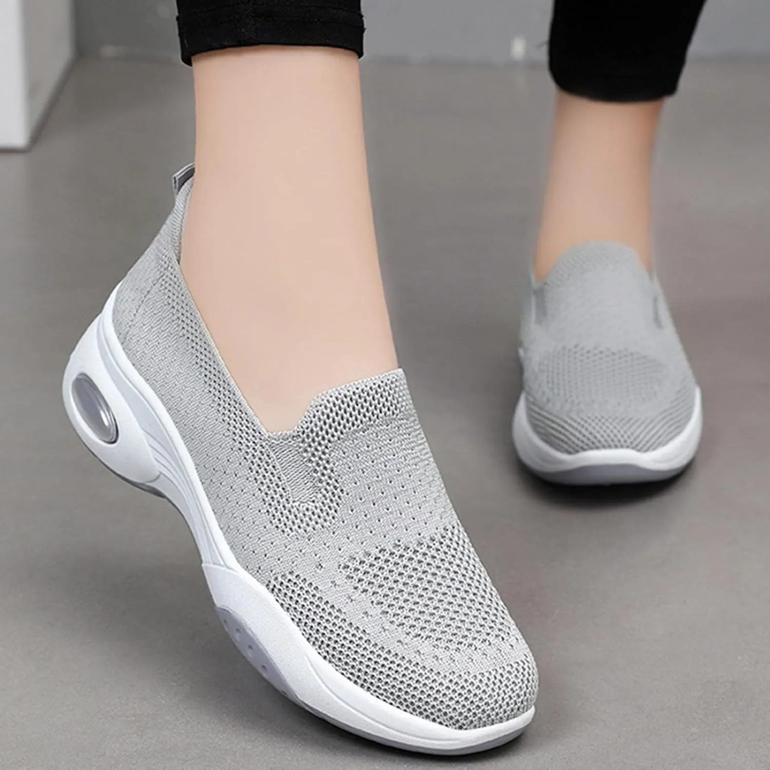 Women's Orthopedic Sneakers Lightweight Non Slip Athletic Walking Shoes Comfortable Air Cushion Sneakers for Women Men Breathable Knit Mesh Stretch Sport Shoes