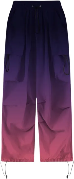 Women's Plus Size Camo Cargo Pants High Waist Adjustable Straight Relaxed Fit Baggy Parachute Hiking Pants with Pocket