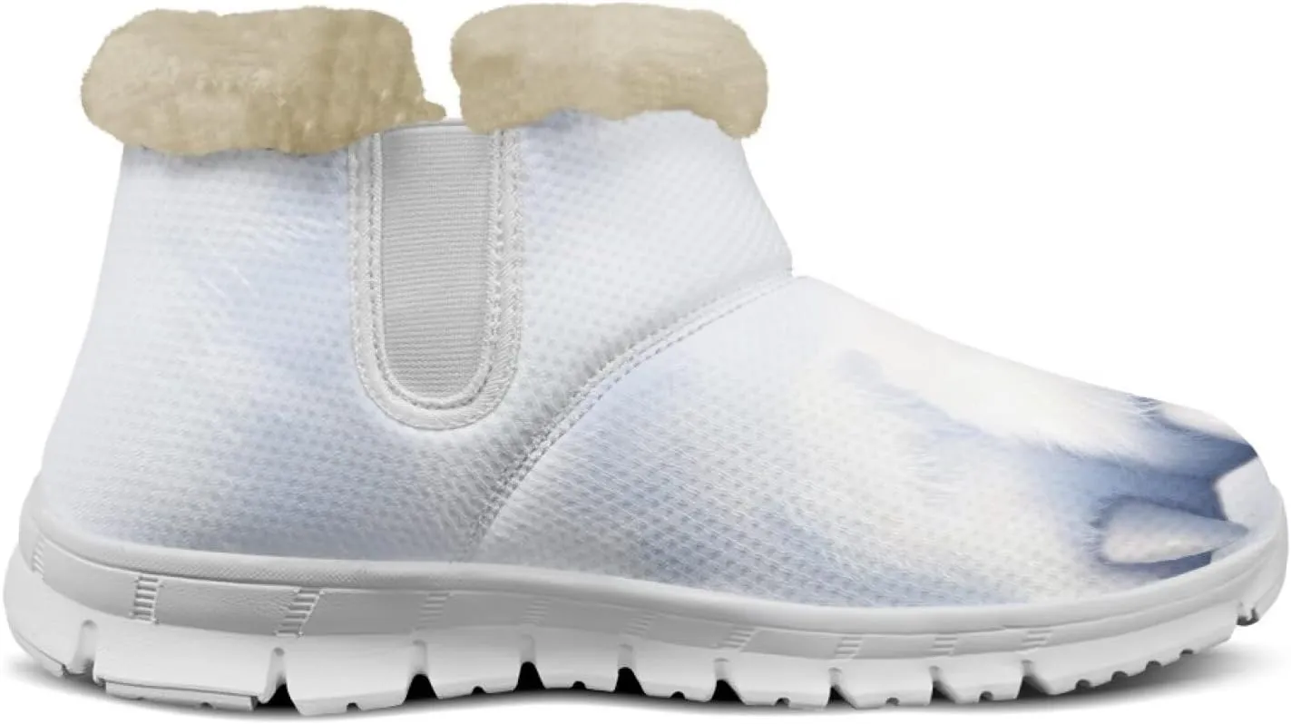 Womens Snow Boots White Sole Booties Short Ankle Boots Mid Calf Winter Boots Wide Width Slip On Boots Warm Shoes