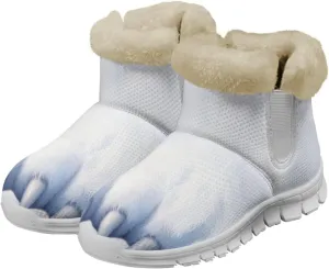 Womens Snow Boots White Sole Booties Short Ankle Boots Mid Calf Winter Boots Wide Width Slip On Boots Warm Shoes