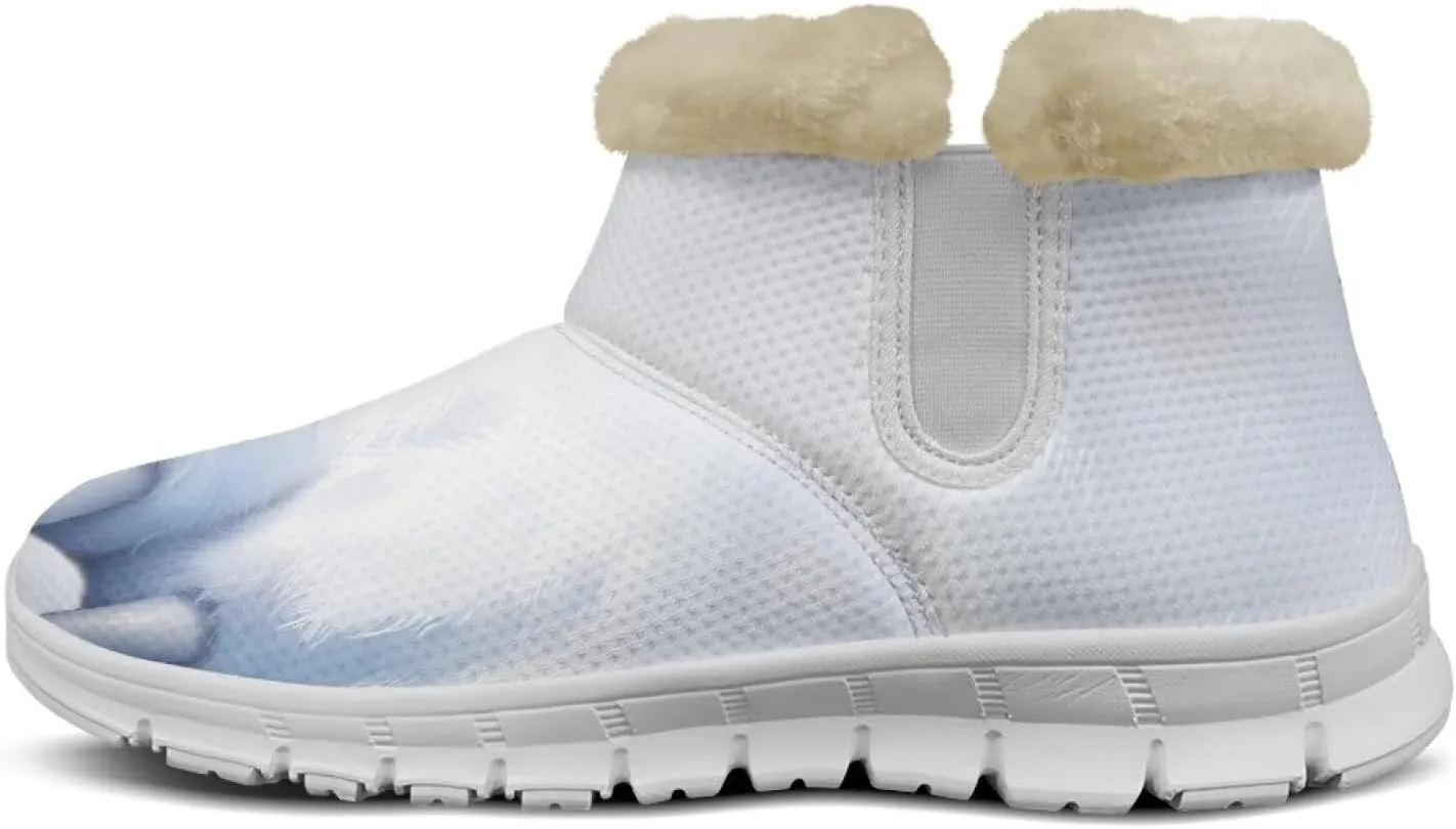 Womens Snow Boots White Sole Booties Short Ankle Boots Mid Calf Winter Boots Wide Width Slip On Boots Warm Shoes