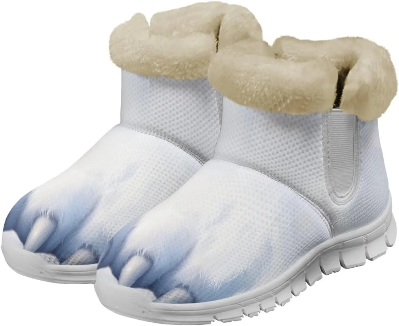 Womens Snow Boots White Sole Booties Short Ankle Boots Mid Calf Winter Boots Wide Width Slip On Boots Warm Shoes