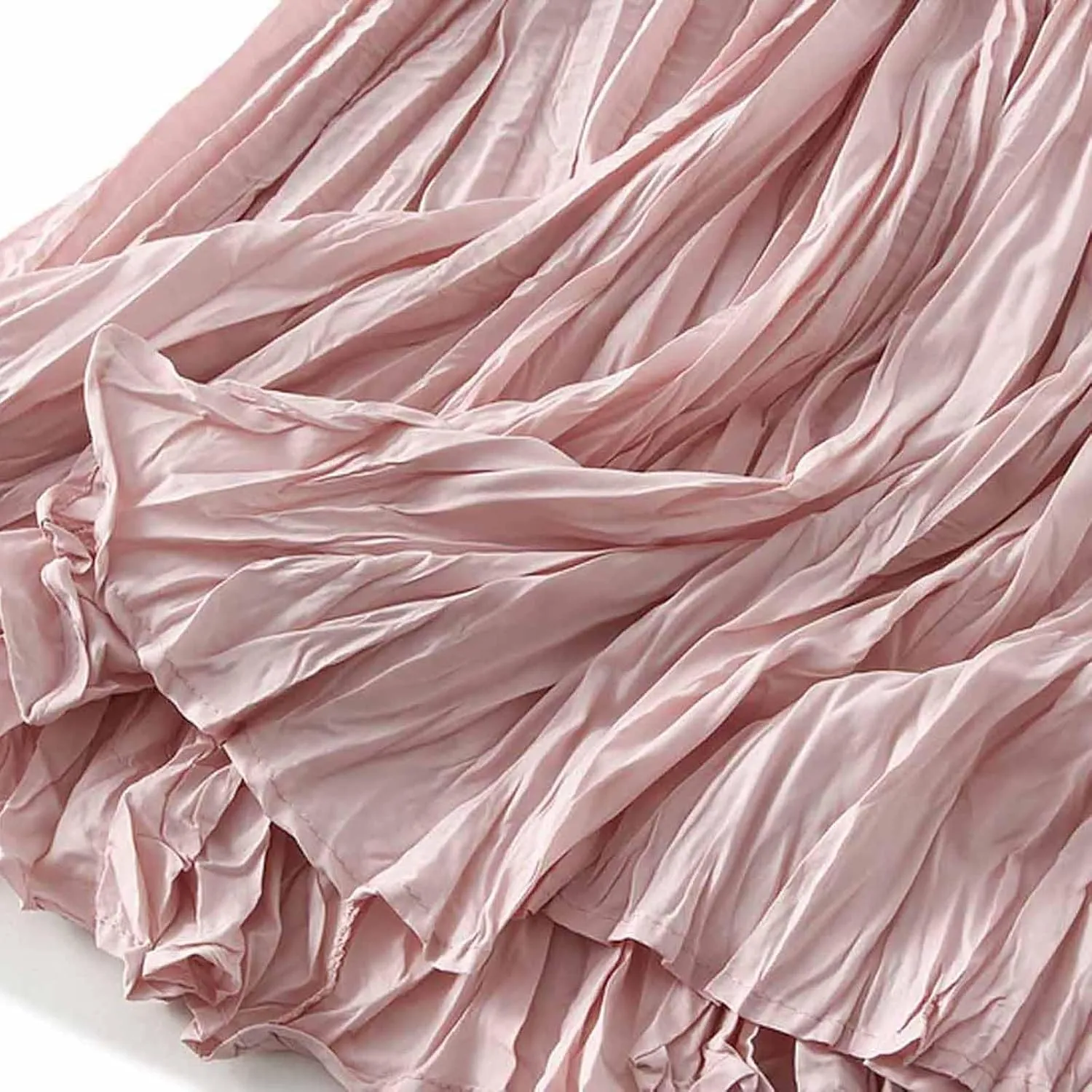 Women's Spring Summer Pleated Skirt Elastic High Waist Midi Skirt Casual Swing Flowy Boho A-Line Skirts Dress One Size