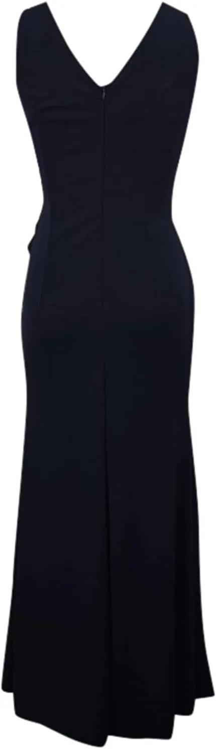 Women's Summer Formal Maxi Dresses Sleeveless Wrap V Neck Bodycon Ruched Slit Mesh Wedding Guest Cocktail Dress