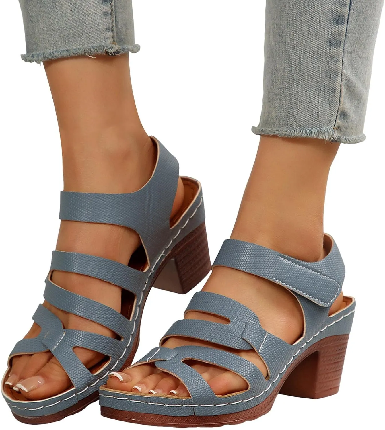 Women's Thick Heels Sandals Low Heels Open Toe Shoes Fashion Comfortable Casual Shoes for Dressy Daily Casual
