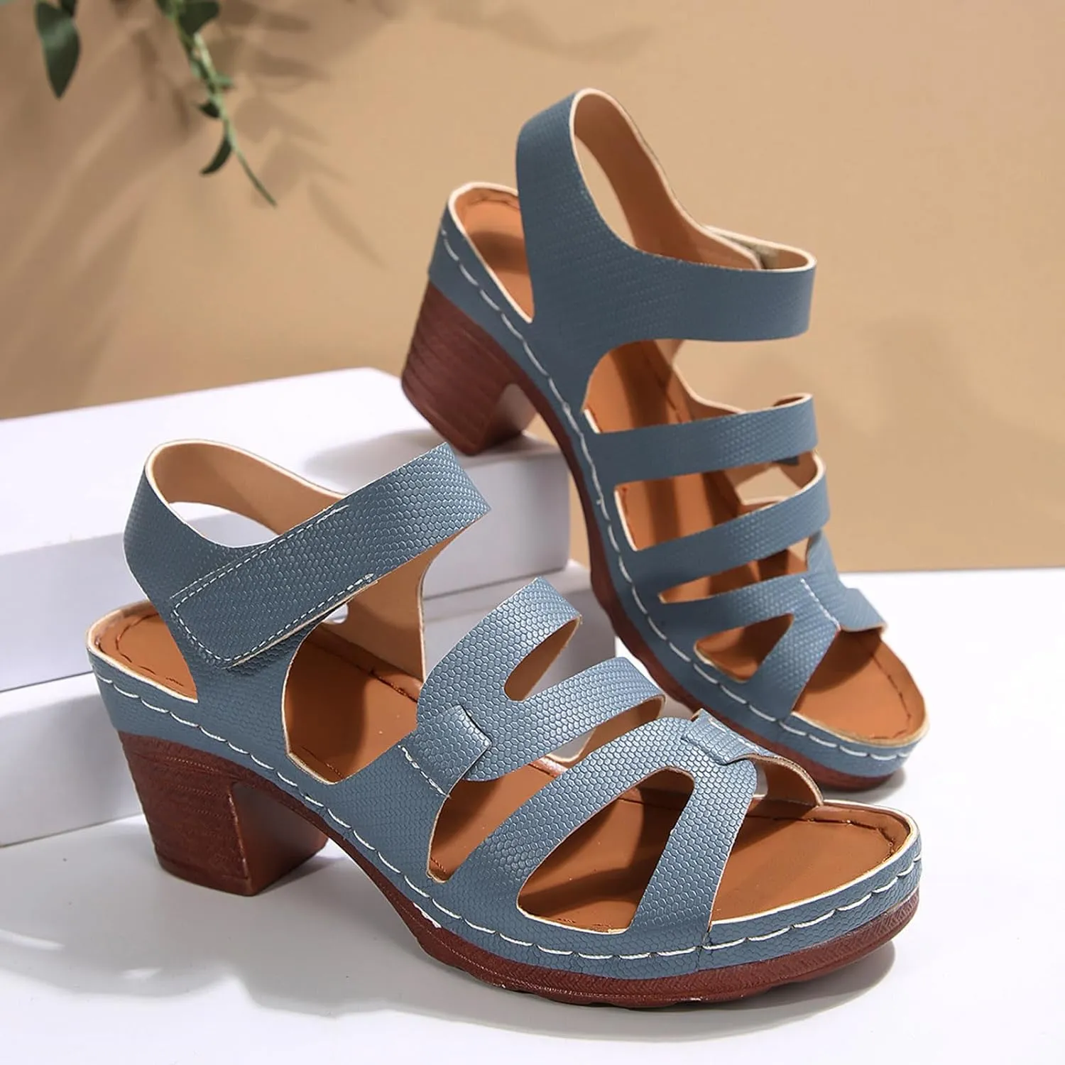 Women's Thick Heels Sandals Low Heels Open Toe Shoes Fashion Comfortable Casual Shoes for Dressy Daily Casual