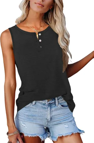 Womens Tops Summer Fashion Clothes Spring Sleeveless Tank Tshirts Trendy Casual Button Down Shirts