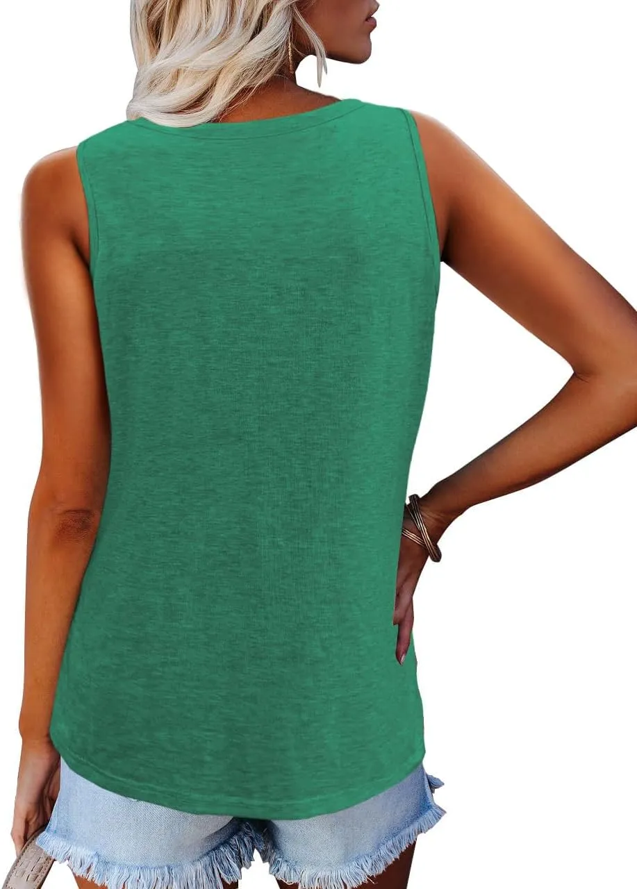 Womens Tops Summer Fashion Clothes Spring Sleeveless Tank Tshirts Trendy Casual Button Down Shirts