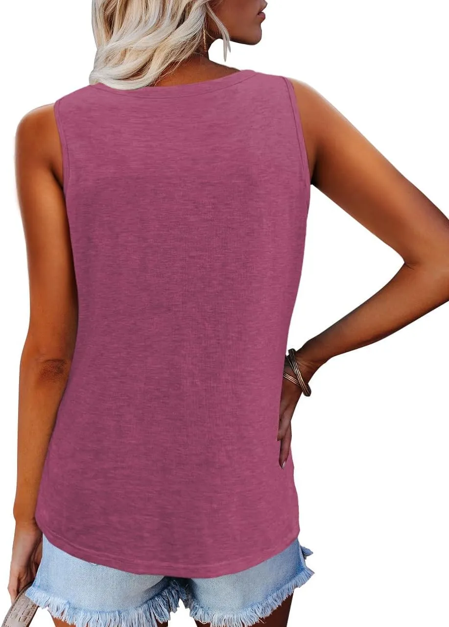 Womens Tops Summer Fashion Clothes Spring Sleeveless Tank Tshirts Trendy Casual Button Down Shirts