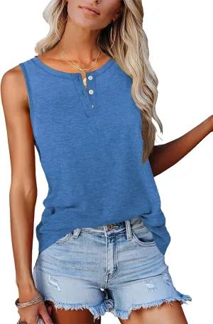 Womens Tops Summer Fashion Clothes Spring Sleeveless Tank Tshirts Trendy Casual Button Down Shirts