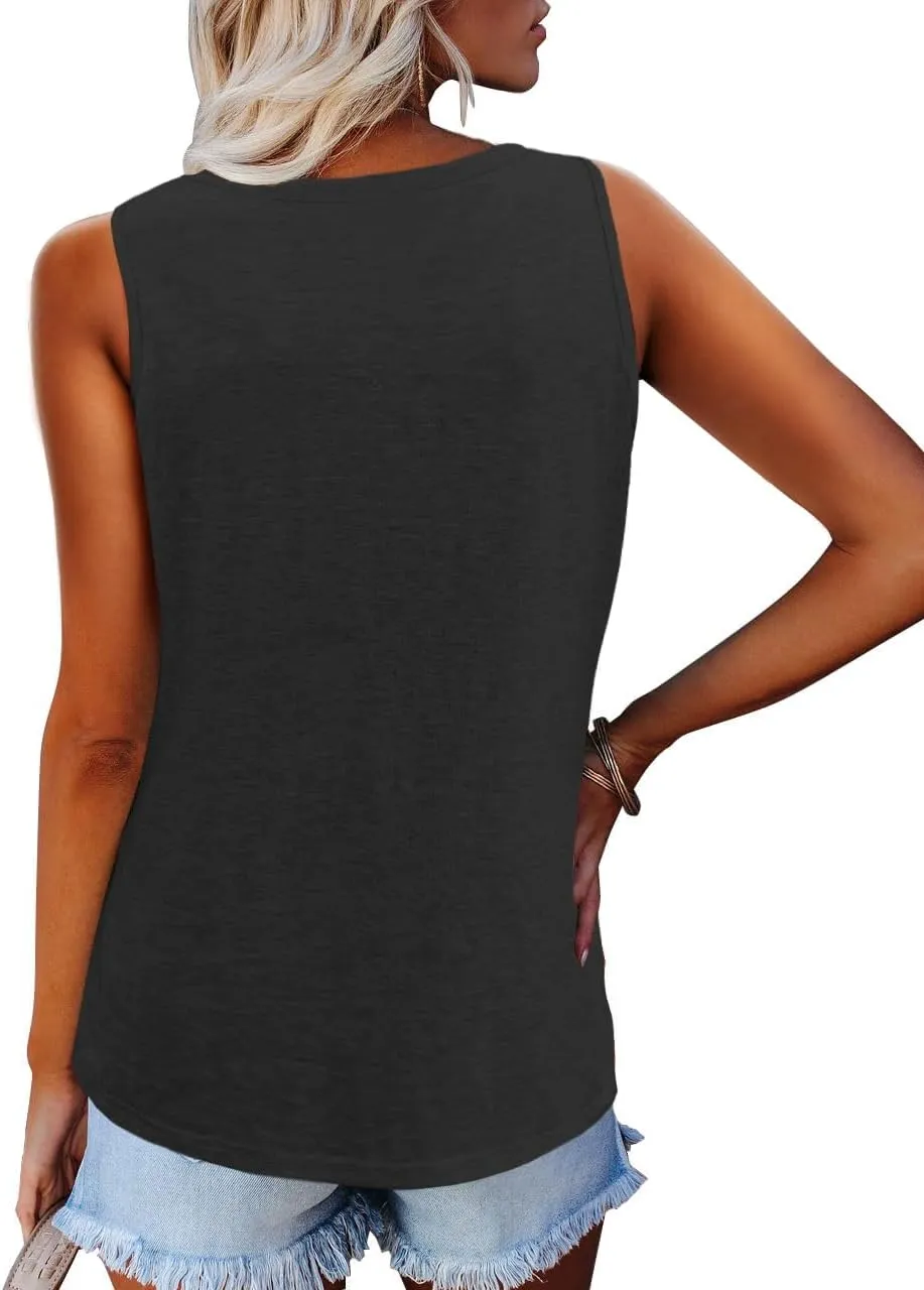 Womens Tops Summer Fashion Clothes Spring Sleeveless Tank Tshirts Trendy Casual Button Down Shirts