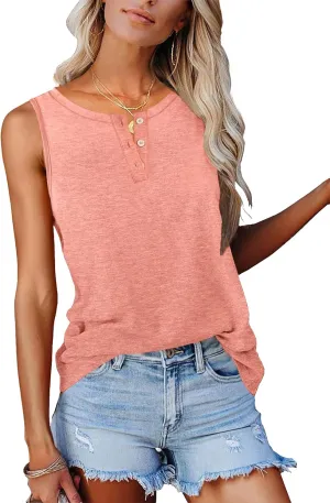 Womens Tops Summer Fashion Clothes Spring Sleeveless Tank Tshirts Trendy Casual Button Down Shirts