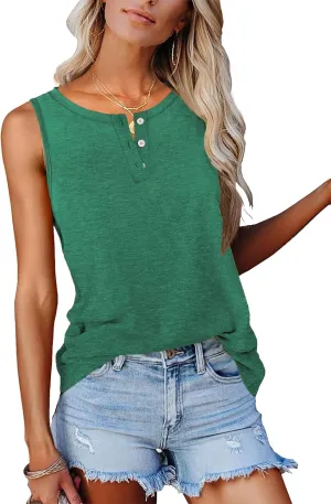 Womens Tops Summer Fashion Clothes Spring Sleeveless Tank Tshirts Trendy Casual Button Down Shirts