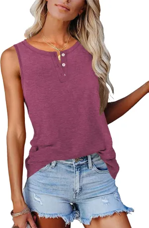 Womens Tops Summer Fashion Clothes Spring Sleeveless Tank Tshirts Trendy Casual Button Down Shirts