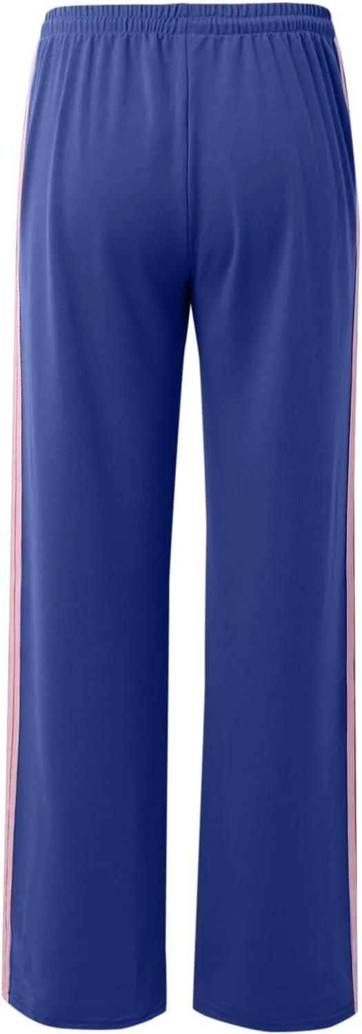 Womens Wide Leg Elasticated High Waist Trousers Side Striped Design Straight Casual Sweatpants Baggy Vintage Summer Pants