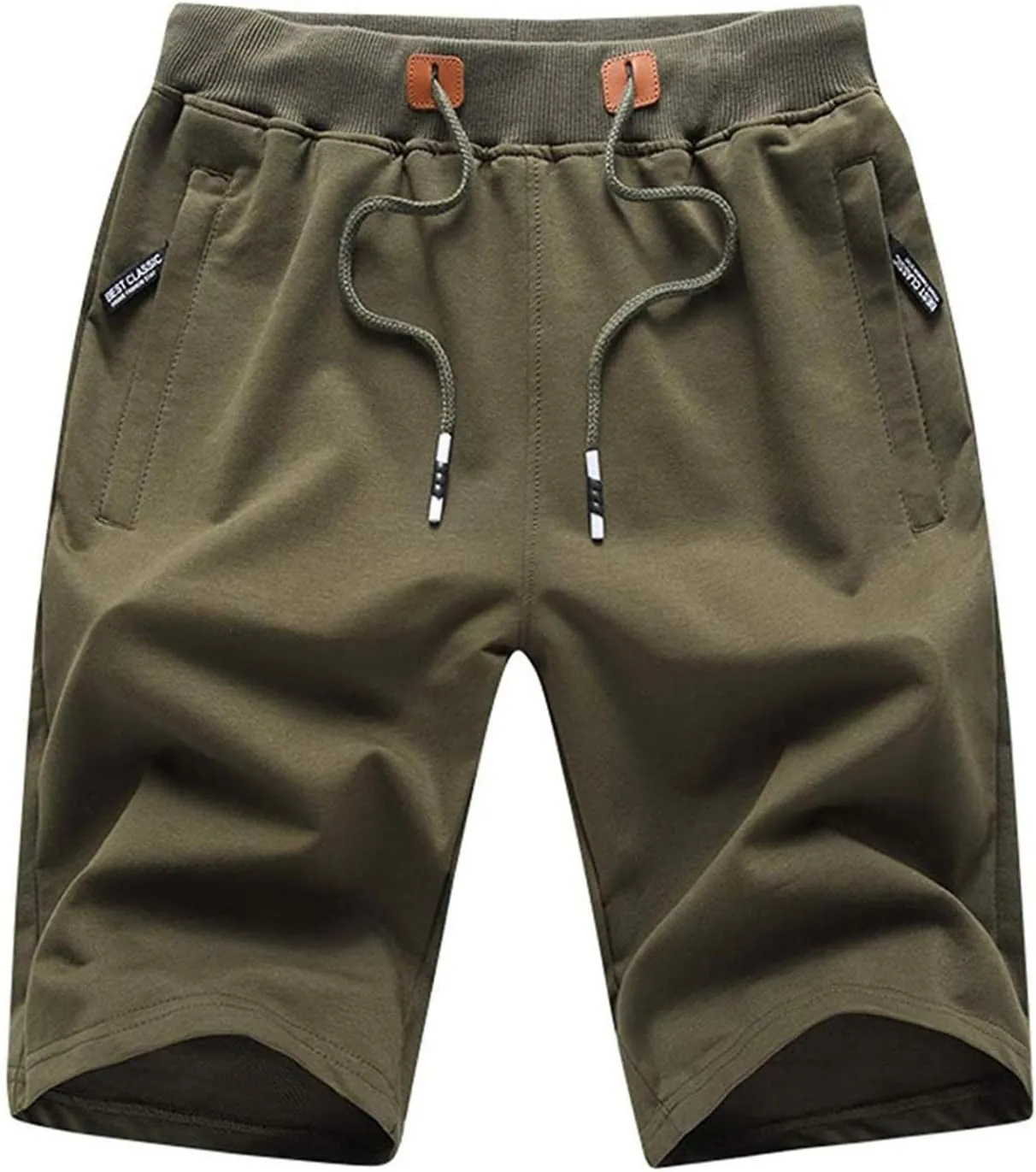 WUAI Drawstring Shorts for Men Casual Comfy Workout Shorts Elastic Waist Summer Beach Shorts Quick Dry Athletic Gym Shorts