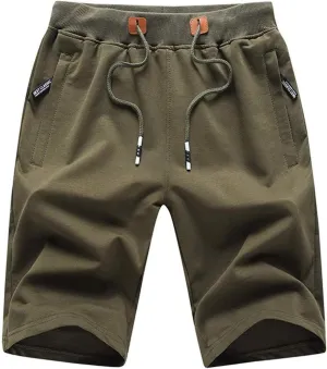 WUAI Drawstring Shorts for Men Casual Comfy Workout Shorts Elastic Waist Summer Beach Shorts Quick Dry Athletic Gym Shorts