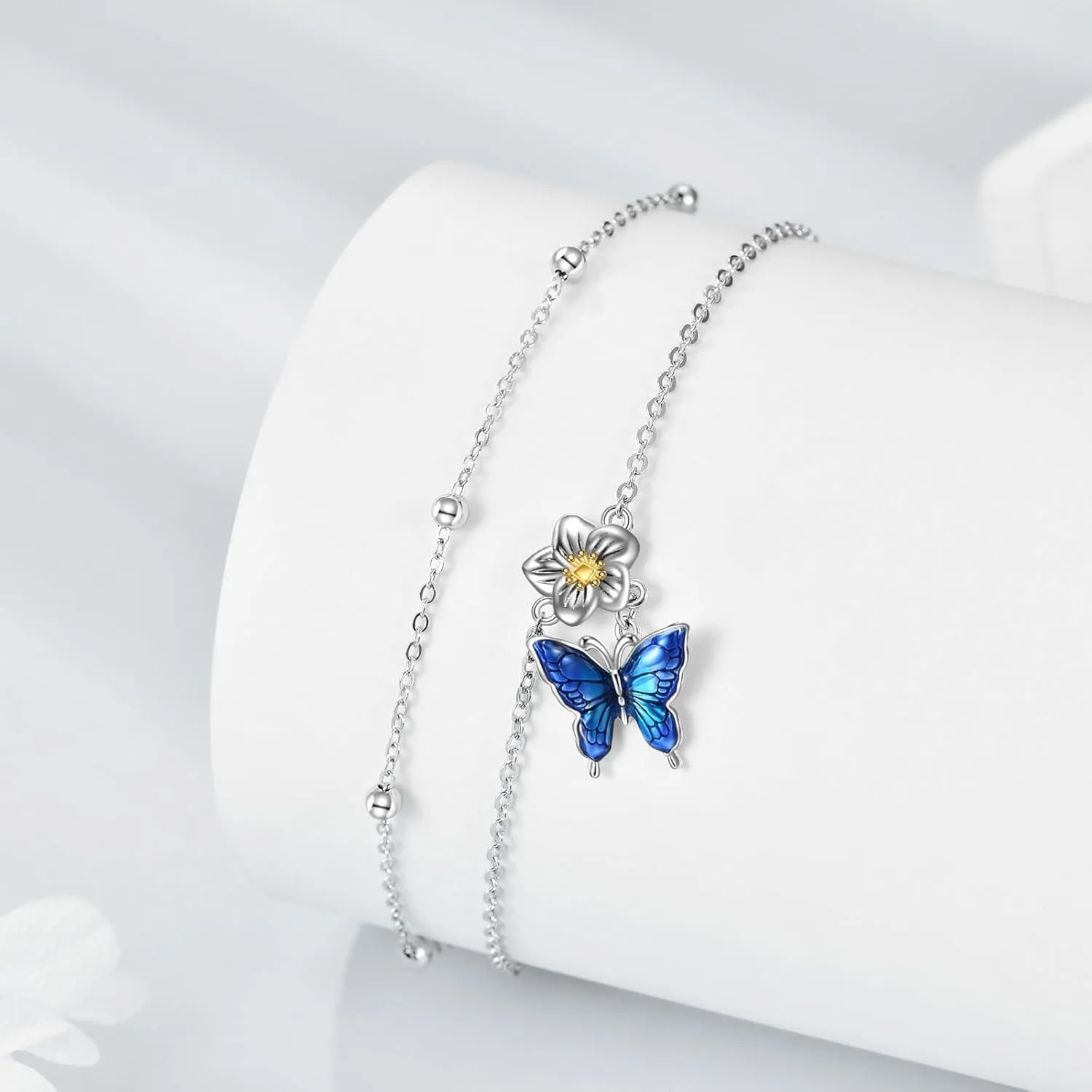 YAFEINI Anklet Bracelets for Women Girls Sterling Silver Hummingbird/Dragonfly/Butterfly Link Chain Anklets Jewelry Gifts
