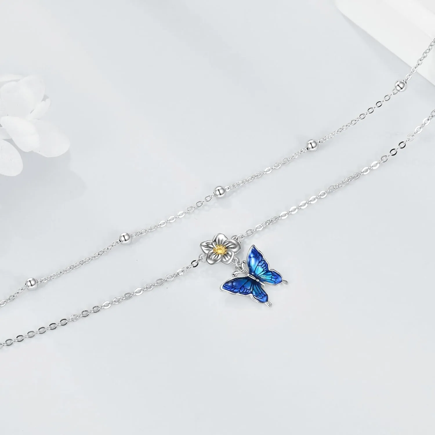 YAFEINI Anklet Bracelets for Women Girls Sterling Silver Hummingbird/Dragonfly/Butterfly Link Chain Anklets Jewelry Gifts
