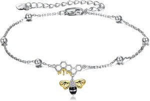 YAFEINI Anklet Bracelets for Women Girls Sterling Silver Hummingbird/Dragonfly/Butterfly Link Chain Anklets Jewelry Gifts