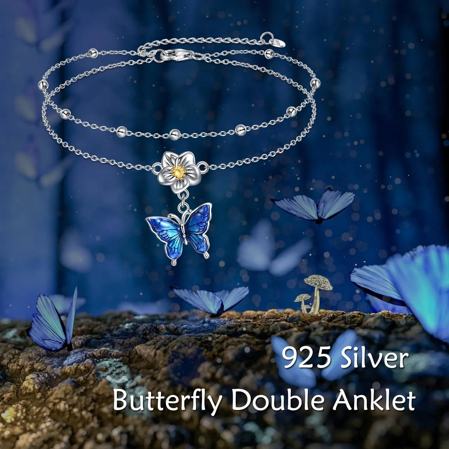 YAFEINI Anklet Bracelets for Women Girls Sterling Silver Hummingbird/Dragonfly/Butterfly Link Chain Anklets Jewelry Gifts