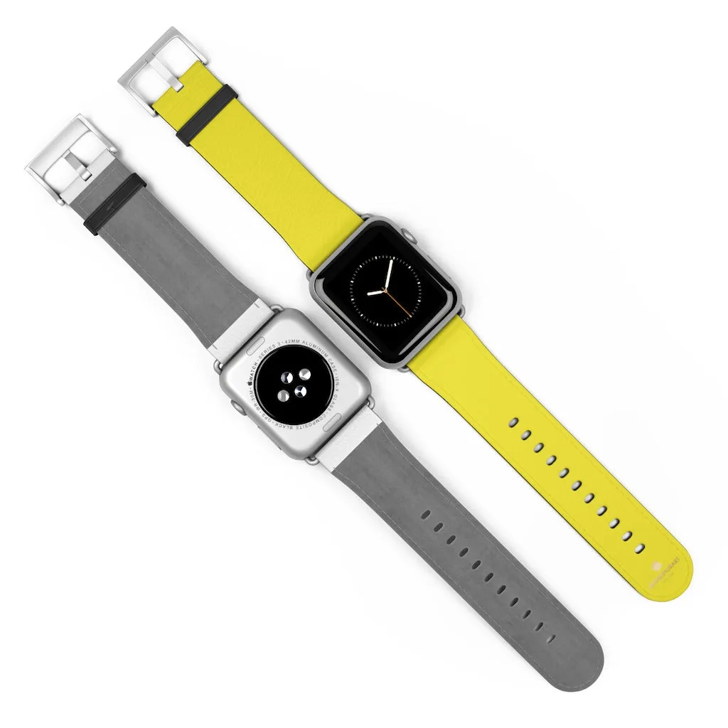 Yellow Solid Color Watch Band, 38mm/42mm Watch Band Strap For Apple Watches- Made in USA