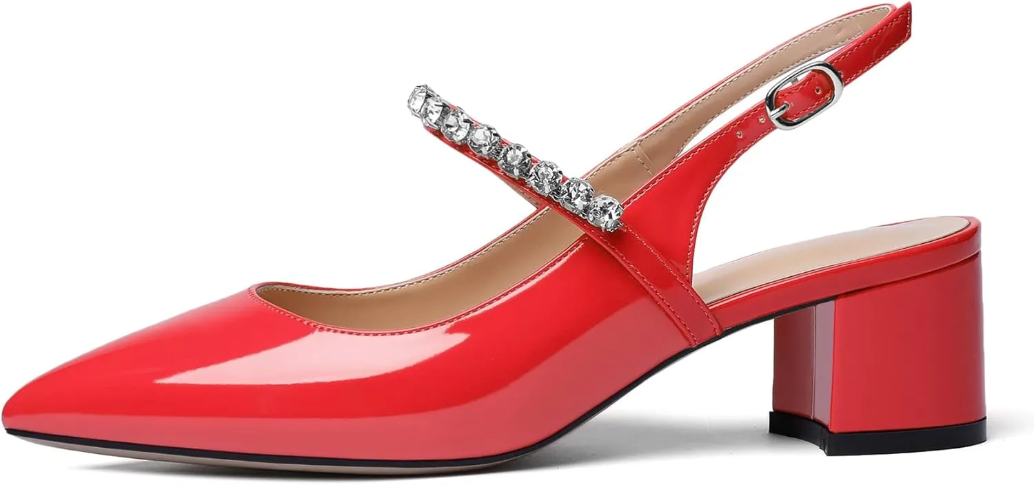 Zamikoo High Heels for Women Pumps 3.5'' Heels Stiletto Closed Toe Slip On Pointed Toe Middle Heels Dress Wedding Party Pumps Ladies Sexy US Size 5 - Size 13