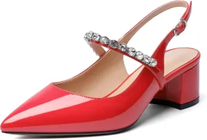 Zamikoo High Heels for Women Pumps 3.5'' Heels Stiletto Closed Toe Slip On Pointed Toe Middle Heels Dress Wedding Party Pumps Ladies Sexy US Size 5 - Size 13