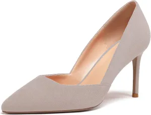 Zamikoo High Heels for Women Pumps 3.5'' Heels Stiletto Closed Toe Slip On Pointed Toe Middle Heels Dress Wedding Party Pumps Ladies Sexy US Size 5 - Size 13